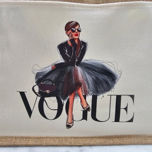 Custom Canvas Tote Bag, Large Size - Vogue Fashion Theme,  Cream Tote - Picture 6 of 16